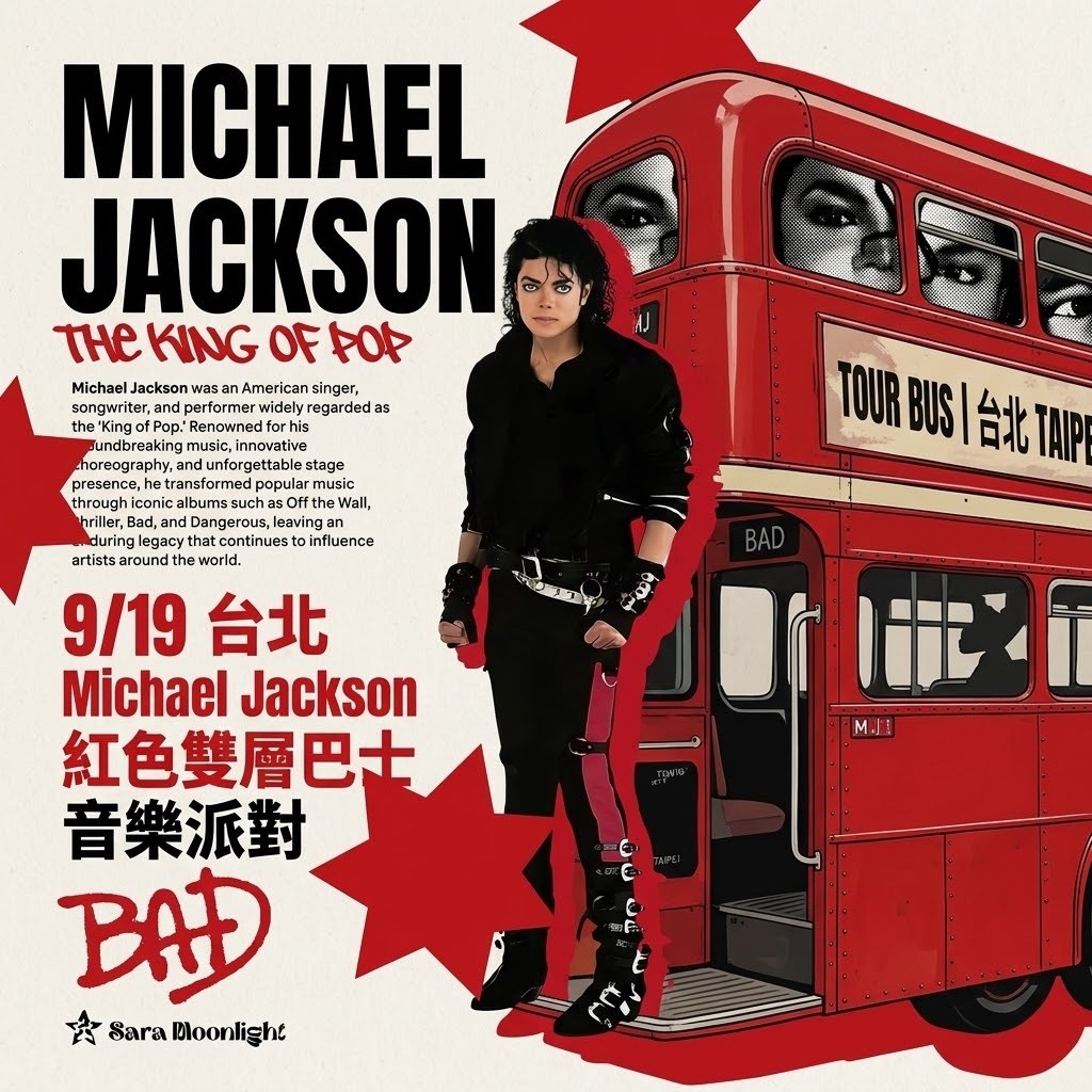 9/19🚌🔴 Michael Jackson 紅色雙層巴士音樂派對 🔴🚌己額滿